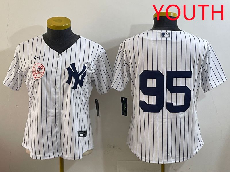 Youth New York Yankees 95 No Name White Stripe Game 2025 Nike MLB Jersey style 8